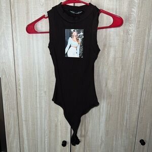 Naked Wardrobe Dark Brown Sleeveless Bodysuit